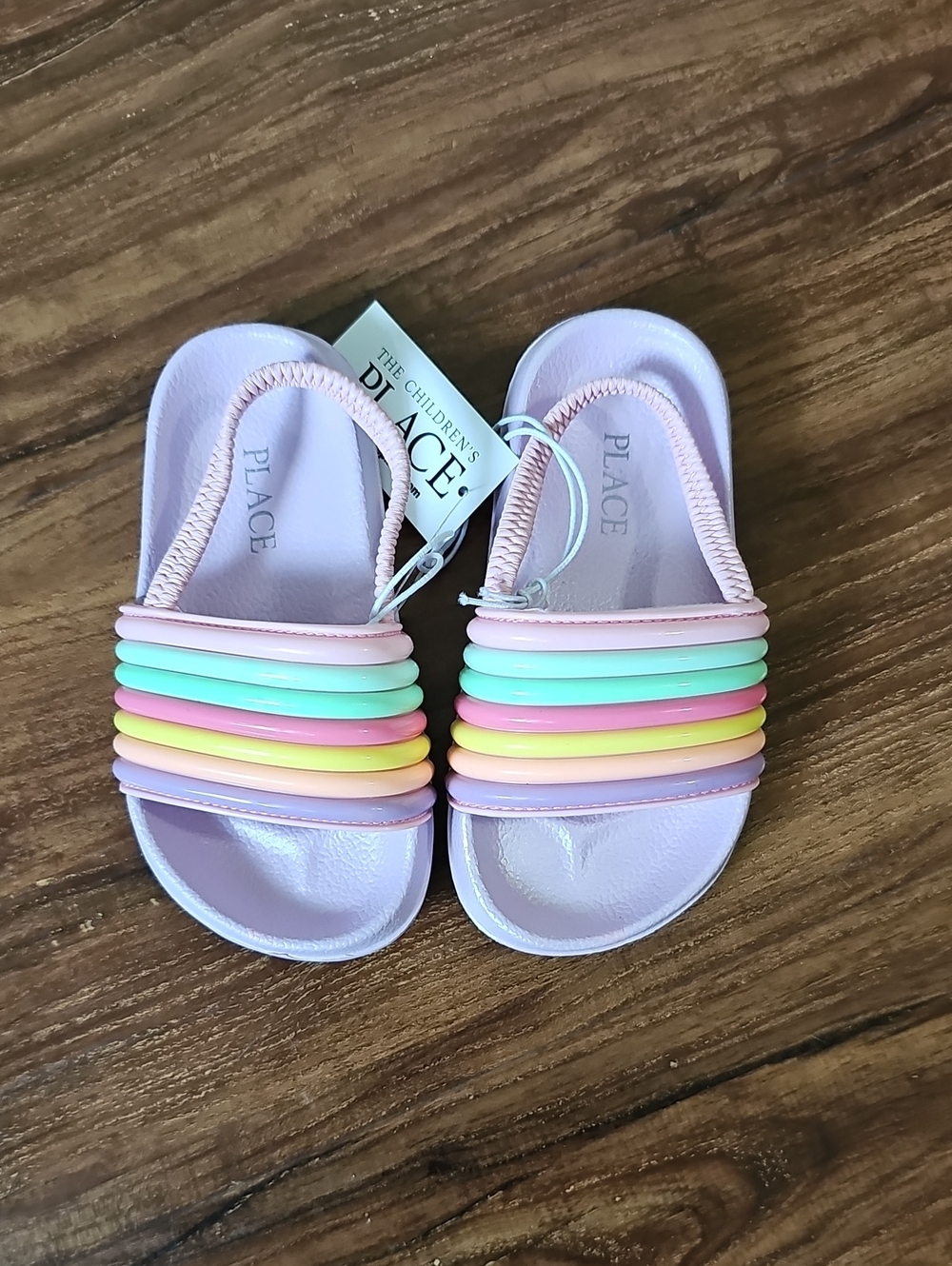 The Children's Place Purple Rainbow Strap Toddler Girl Slides Size 8
